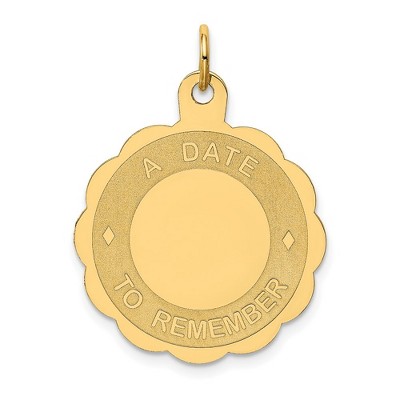 Black Bow Jewelry 14k Yellow Gold A Date to Remember Disc Charm or Pendant, 23mm