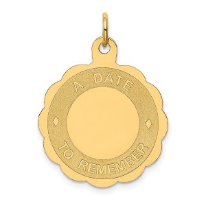 Black Bow Jewelry 14k Yellow Gold A Date to Remember Disc Charm or Pendant, 23mm - 1 of 4