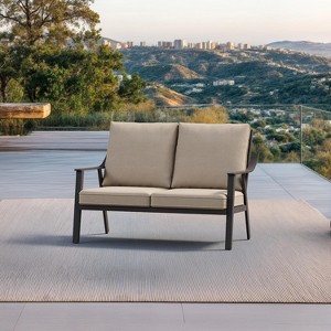PURPLE LEAF  Rattan Outdoor Patio Furniture Set with Thick Cushion Heavy-Duty Metal Patio Conversation Sets for Backyards Gardens Poolside Porch - 1 of 4