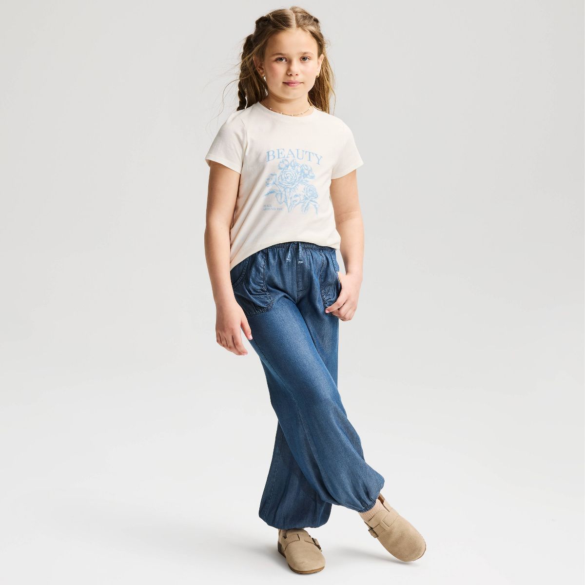 Girls' Denim Parachute Pants - Cat & Jack™ Dark Wash