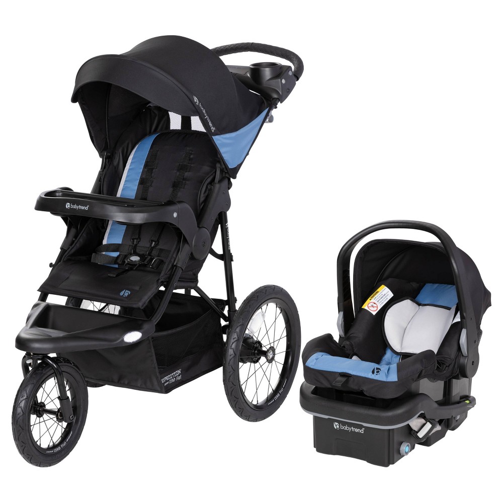 Photos - Pushchair Accessories Baby Trend Expedition Zero Flat Jogger Travel System with LED Lights - Dash Blue 