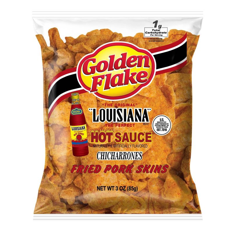 Golden Flake Louisiana Hot Sauce Fried Pork Skins - 3oz, 1 of 7