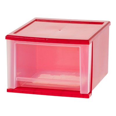 IRIS 4pk 17qt Stacking Drawer Red