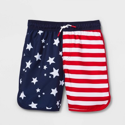 Boys' Americana Flag Print Swim Trunks - Cat & Jack™ Navy Blue