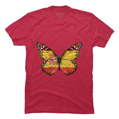 Men's Design By Humans Butterfly Flag Of Spain By GiftsIdeas T-Shirt