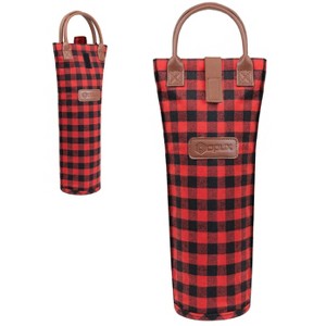 OPUX Wine Bag Single Bottle Carrier Tote, Insulated Thermal Padded Portable Carry Case Travel Cooler Picnic Beach Gift - 1 of 4