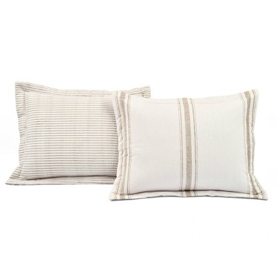 Neutral Twin XL Cotton Farmhouse Stripe Duvet Cover Set