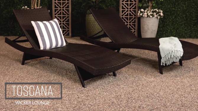 Toscana Set of 2 Wicker Patio Chaise Lounge - Brown - Christopher Knight Home, 2 of 7, play video