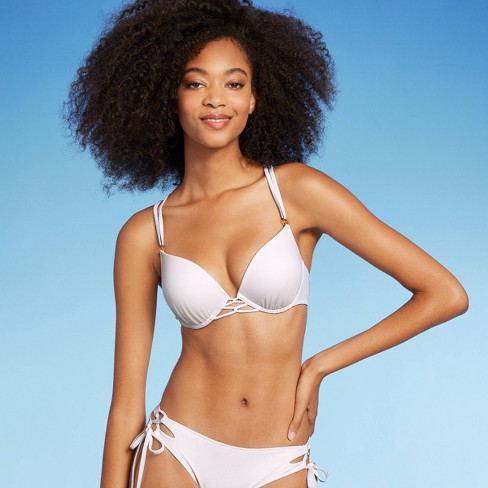 Women's Push-up Double Strap Bikini Top - Shade & White 36c : Target