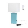 Modern Leather Table Lamp with USB and Fabric Shade - Elegant Designs - 3 of 4