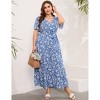 Women's Plus Size V-Neck Maxi Dress: Flowy Boho Elegance for Vacations & Garden Soirees Dress - 4 of 4