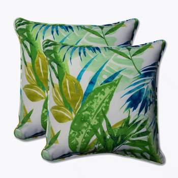 Soleil 2pc Outdoor Throw Pillows - Blue/Green - Pillow Perfect