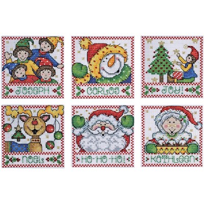 Design Works Counted Cross Stitch Kit 4"X4" Set of 6-Holiday Tags (14 Count)