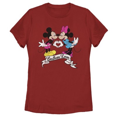 Women's Mickey & Friends Endless Love T-shirt - Red - Large : Target