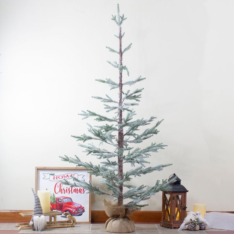 Northlight Frosted Slim Pine Artificial Christmas Tree in Burlap Base - 5' - Unlit, 3 of 7