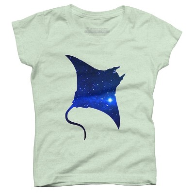 Girl's Design By Humans Space Manta Ray By Shrenk T-Shirt