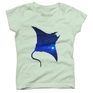 Girl's Design By Humans Space Manta Ray By Shrenk T-Shirt - 1 of 3