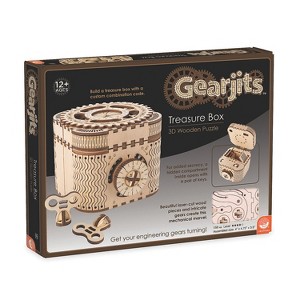 MindWare Gearjits: Treasure Box  – DIY Construction Model – Great STEAM Gifts for Ages 12+ – 158pc Wooden 3D Building Puzzle for Teens & Adults - 1 of 4