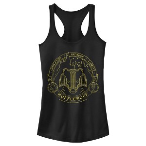 Juniors Womens Harry Potter Hufflepuff House Emblem Racerback Tank Top - 1 of 4