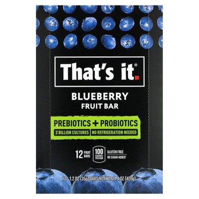 That's It Prebiotics + Probiotics Fruit Bar, Blueberry, 12 Bars, 1.2 oz (35 g) Each