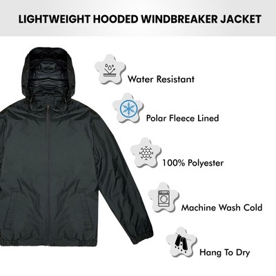Galaxy By Harvic Galaxy Men’s Fleece Lined Windbreaker Jacket Coat With Tuck In Hood — фото 5