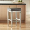 55 Downing Street Jaxon Wood Bar Stool Gunpowder 31" High Farmhouse Rustic Vintage Gray Faux Leather Footrest for Kitchen Counter Height Island - 2 of 4