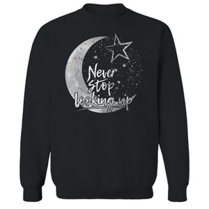 Rerun Island Men's Never Stop Looking Up Long Sleeve Graphic Cotton Sweatshirt - 1 of 1