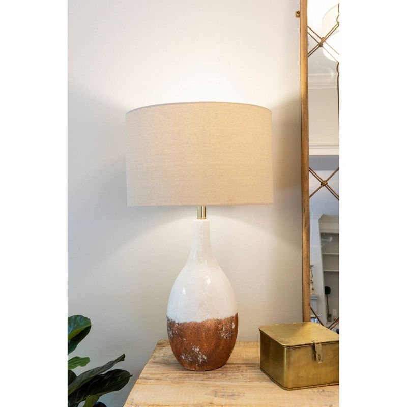 (Set of 2) Two-Tone Ceramic Table Lamp with Linen Shade Each one will Vary White/Brown - Storied Home, 3 of 8