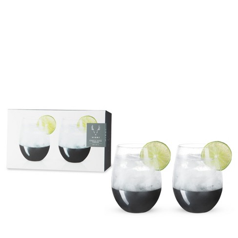Viski Gunmetal Wine Glasses, Stemless Wine Glass Set, Stainless Steel With  Matte Black Finish, 18 Ounces, Set Of 2, Black : Target