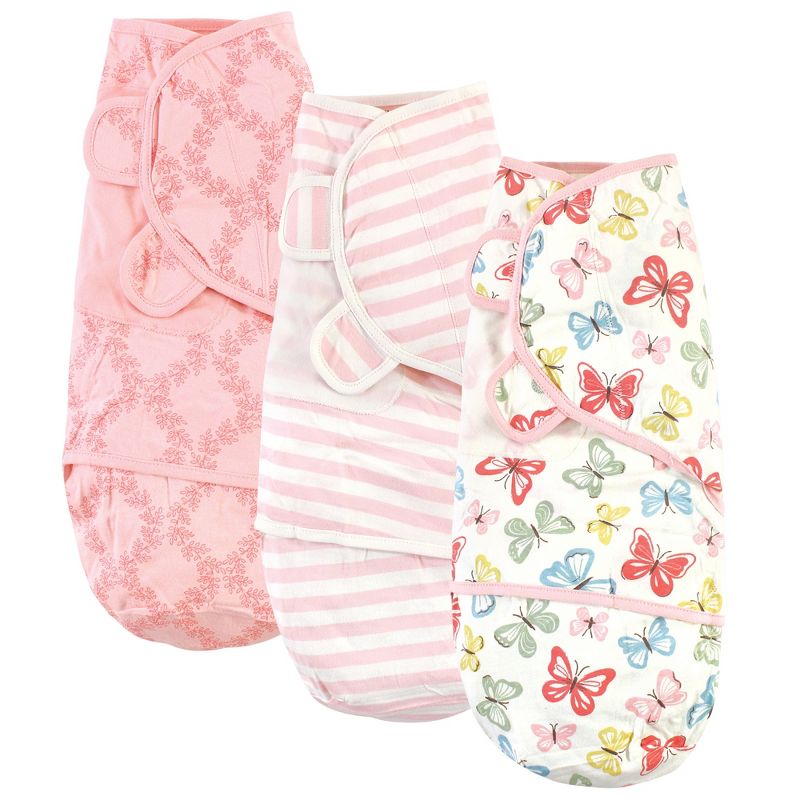 Touched by Nature Baby Girl Organic Cotton Swaddle Wraps, Butterflies, 0-3 Months, 1 of 3