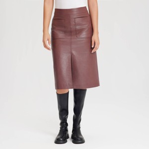 Women's Faux Leather Midi A-Line Skirt - Universal Thread™ - 1 of 4
