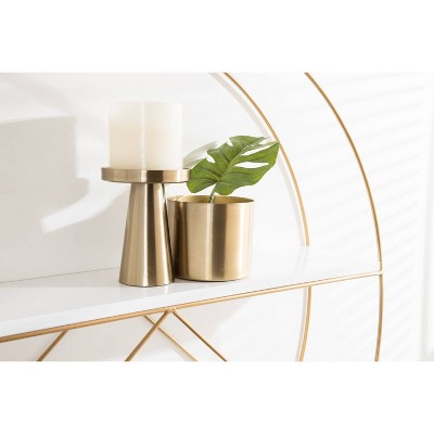 White and Gold Mid-Century Modern Wall Shelf