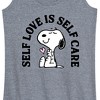Women's - Peanuts - Self Love Is Self Care Graphic Racerback Tank - 2 of 4