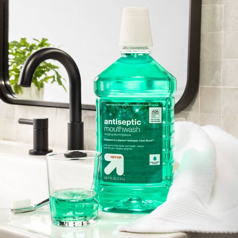 Antiseptic Green Mint Mouth Wash - 50.7 fl oz/2pk - up & up™, 3 of 5