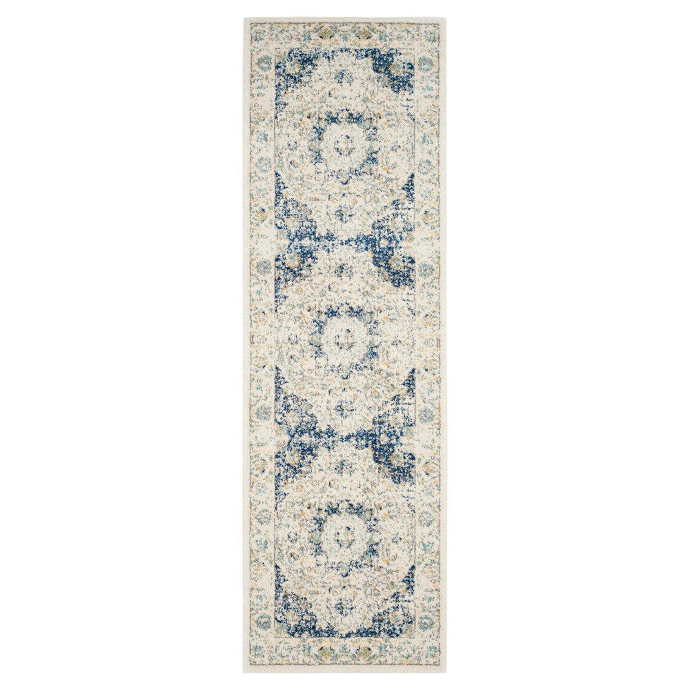 2'2inx9' Runner Ivory/Blue Abstract Loomed - Safavieh