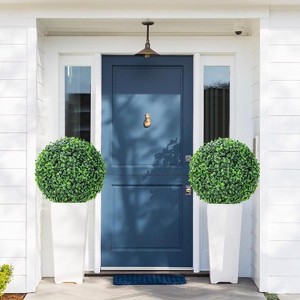 Set of 2 Artificial Boxwood Topiary Balls 18.9" - UV Resistant Faux Greenery for Porch/Patio/Garden Decor, Events & Weddings - 1 of 4