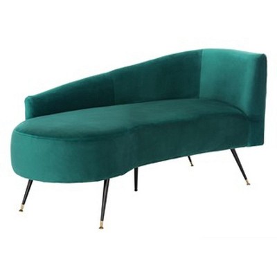 Evangeline 58'' Emerald Velvet and Black Metal Modern Settee