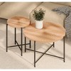 NicBex Natural 2-Piece Round Coffee Table & End Table Set,Distressed Wood Design & Black Metal Legs,Center Table for Living Room - 2 of 4