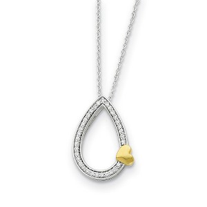 Black Bow Jewelry Gold Tone Plated Sterling Silver & CZ Tear of Love Necklace, 18 Inch - 1 of 4