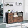 VEVOR Wood File Cabinet, Mobile Filing Cabinet with Open Shelves, Lockable Lateral Rolling File Storage with Adjustable Shelves, Brown&Black - 2 of 4