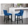Okak Leisure Style Velvet Upholstered Wing Back Bar Stools Dining Chairs Set of 2, Button Tufted with Wood Legs & Chrome Nailhead Trim - 2 of 4