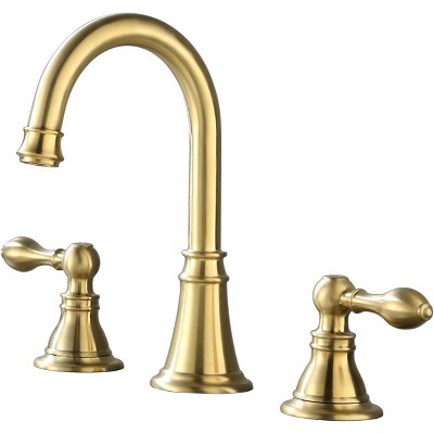 Mixxidea 3 Hole Two Handle Bathroom Faucet Brushed Gold