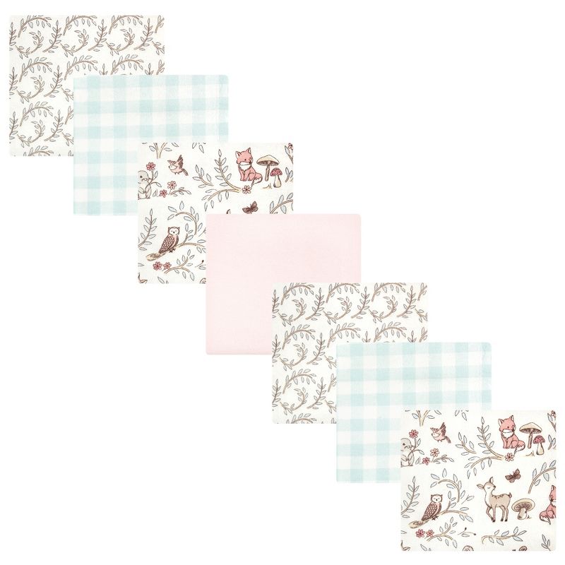Hudson Baby Infant Girl Cotton Flannel Receiving Blankets Bundle, Girl Woodland Pals, One Size, 1 of 7