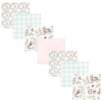 Hudson Baby Infant Girl Cotton Flannel Receiving Blankets Bundle, Girl Woodland Pals, One Size