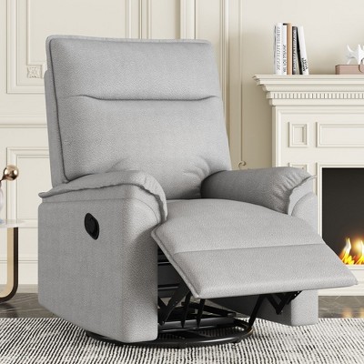 360° Swivel Recliner Chair, Swivel Recliner With Padded Back And Cushions, Reclining Pull Device, Tiltable Steel System