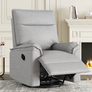 360° Swivel Recliner Chair, Swivel Recliner With Padded Back And Cushions, Reclining Pull Device, Tiltable Steel System - 1 of 4