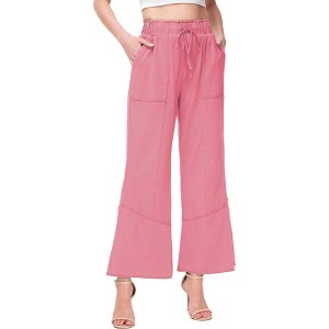 Anna-Kaci Women's High Waist Drawstring Long Pants Relaxed Loose Pants with Pockets - 1 of 4