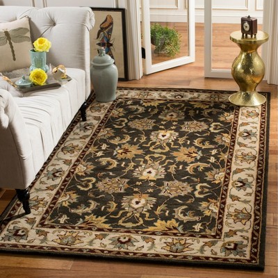 Handmade Black Wool Round Tufted Area Rug