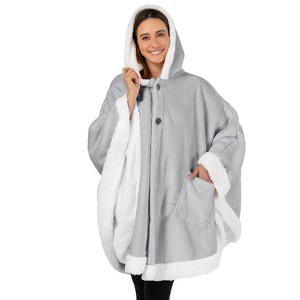 PAVILIA Angel Wrap Hooded Blanket for Women Adult, Wearable Cozy Wrap Throw Fleece Shawl Cape - 1 of 4