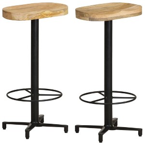 vidaXL Bar Stool Set of 2 Natural Wood, Black - 1 of 2